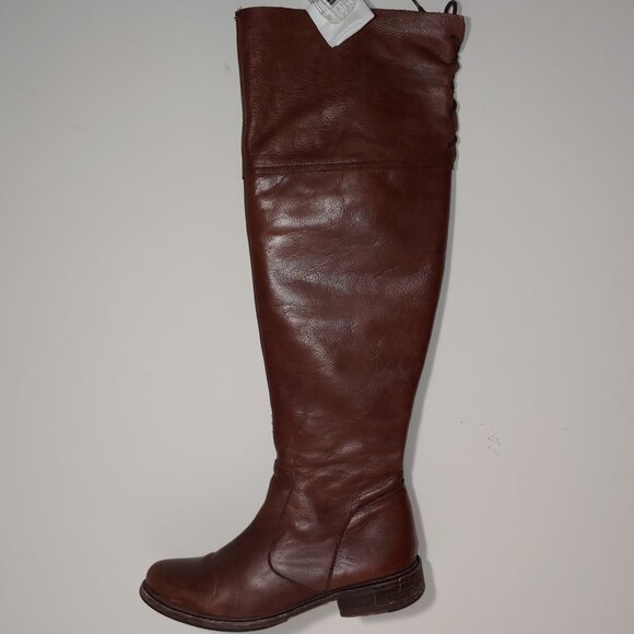 Steve Madden Omegaa Knee High Brown Leather Boots Sz 10M - Picture 1 of 10